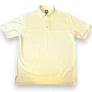 FJ FootJoy Performance Polo Shirt Lisle Feeder Stripe Self Yellow White Size XL